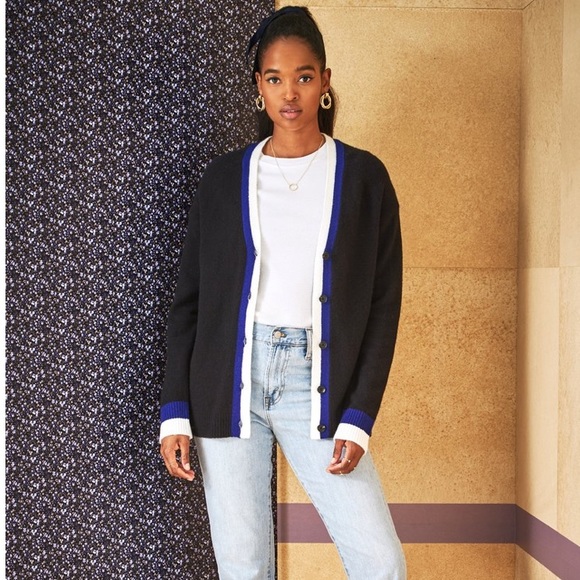 (NWT) COURT & ROWE black Kenmare slouchy Wool Cardigan - Picture 1 of 6